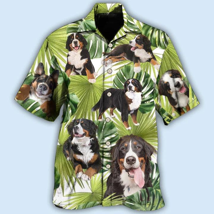 Bernese Mountain Aloha Hawaii Shirt - Bernese Mountain Dog Tropical Leaf Lover Hawaiian Shirt For Summer - Perfect Gift For Dog Lovers, Friend, Family - Amzanimalsgift