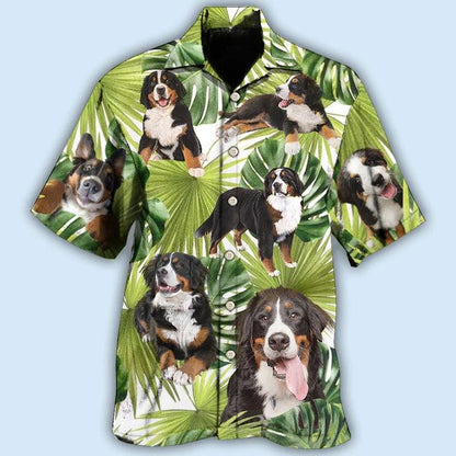 Bernese Mountain Aloha Hawaii Shirt - Bernese Mountain Dog Tropical Leaf Lover Hawaiian Shirt For Summer - Perfect Gift For Dog Lovers, Friend, Family - Amzanimalsgift
