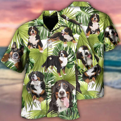 Bernese Mountain Aloha Hawaii Shirt - Bernese Mountain Dog Tropical Leaf Lover Hawaiian Shirt For Summer - Perfect Gift For Dog Lovers, Friend, Family - Amzanimalsgift