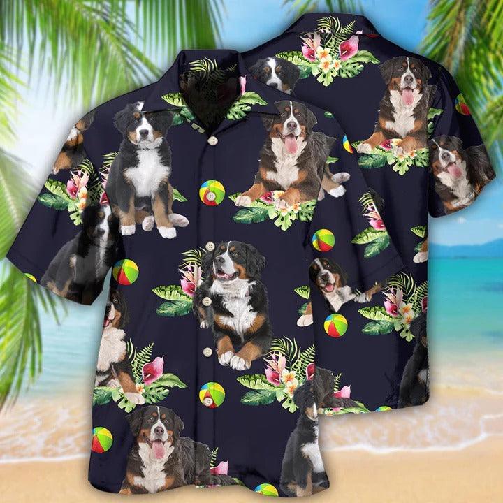Bernese Mountain Aloha Hawaii Shirt - Dog Ball Tropical Floral Hawaiian Shirt For Summer - Perfect Gift For Dog Lovers, Friend, Family - Amzanimalsgift