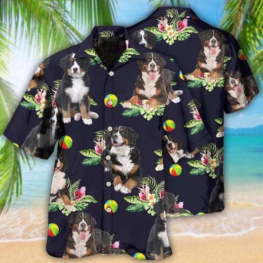 Bernese Mountain Aloha Hawaii Shirt - Dog Ball Tropical Floral Hawaiian Shirt For Summer - Perfect Gift For Dog Lovers, Friend, Family - Amzanimalsgift