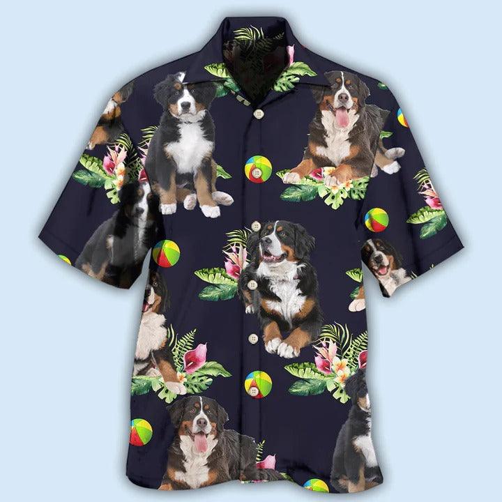 Bernese Mountain Aloha Hawaii Shirt - Dog Ball Tropical Floral Hawaiian Shirt For Summer - Perfect Gift For Dog Lovers, Friend, Family - Amzanimalsgift