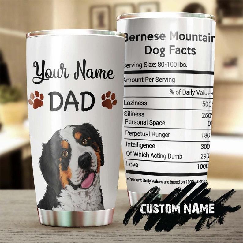 Bernese Mountain Custom Name Father's Day Tumbler - Dad Fun Facts Personalized Tumbler, Gift For Dog Lovers, Dog Dad, Happy Father's Day - Amzanimalsgift