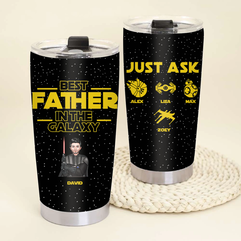 Best Father In The Galaxy Tumbler - Personalized Tumbler - Gift For Father, Dad, Daddy, Father's Day, Grandpa