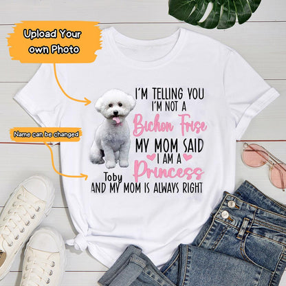 Bichon Frise Unisex T Shirt Custom - Customize Name & Photo I'm Telling You I'm Not A Bichon Frise Personalized Unisex T Shirt - Gift For Dog Lovers, Friend, Family - Amzanimalsgift