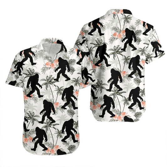 Bigfoot Aloha Hawaiian Shirts For Summer, Coconut Tree Tropical Hawaiian Shirt Outfit For Men Women, Gift For Friend, Bigfoot Lovers, Team, Family - Amzanimalsgift