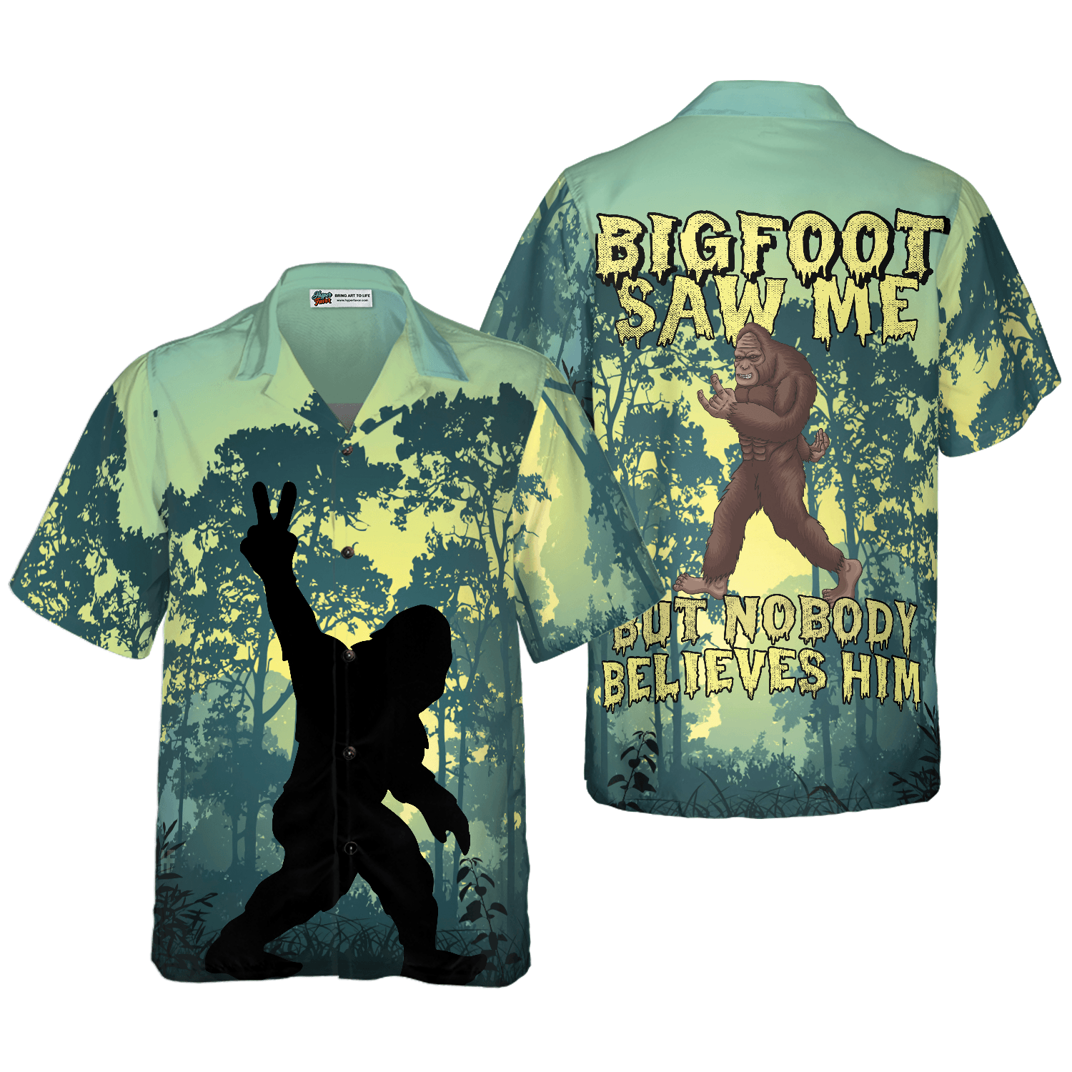 Bigfoot Hawaiian Shirt, Bigfoot Saw Me, Colorful Summer Aloha Shirt For Men Women, Perfect Gift For Friend, Family, Husband, Wife - Amzanimalsgift