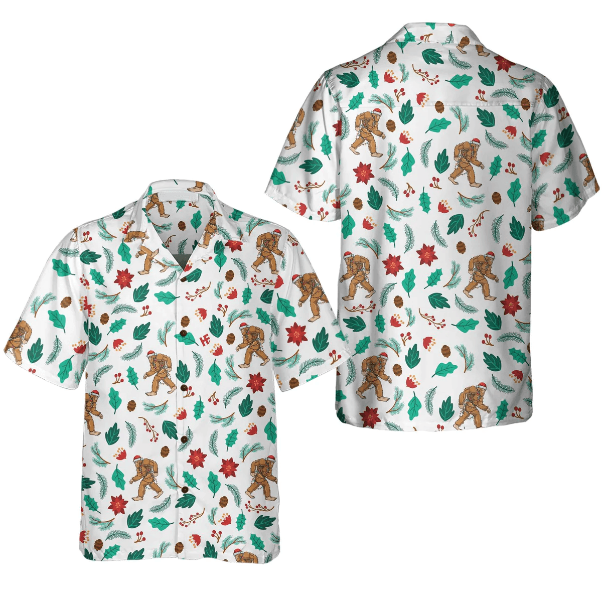Bigfoot Hawaiian Shirt, Christmas Bigfoot Hawaiian Shirt, Funny Christmas Shirt, Best Gift For Christmas Hawaiian Shirt - Perfect Gift For Husband, Boyfriend, Friend, Family - Amzanimalsgift