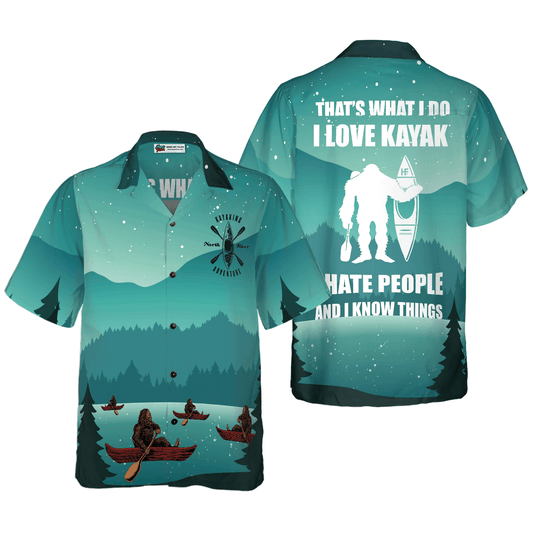Bigfoot Hawaiian Shirt, Darryl Love Kayak & Hate People, Colorful Summer Aloha Shirt For Men Women, Perfect Gift For Friend, Family, Husband, Wife - Amzanimalsgift