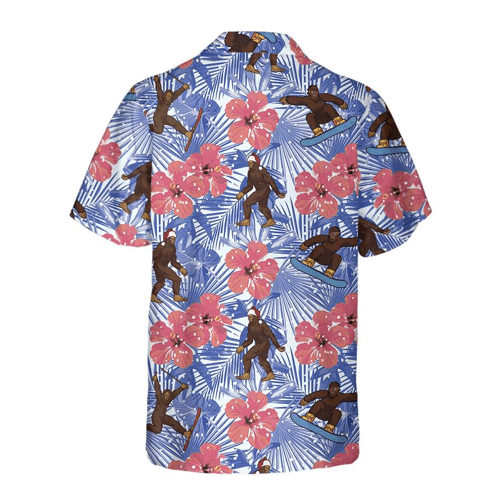 Bigfoot Hawaiian Shirt - Tropical Christmas Bigfoot Hawaiian Shirt, Gift For Christmas Hawaiian Shirt - Perfect Gift For Husband, Boyfriend, Friend, Family - Amzanimalsgift