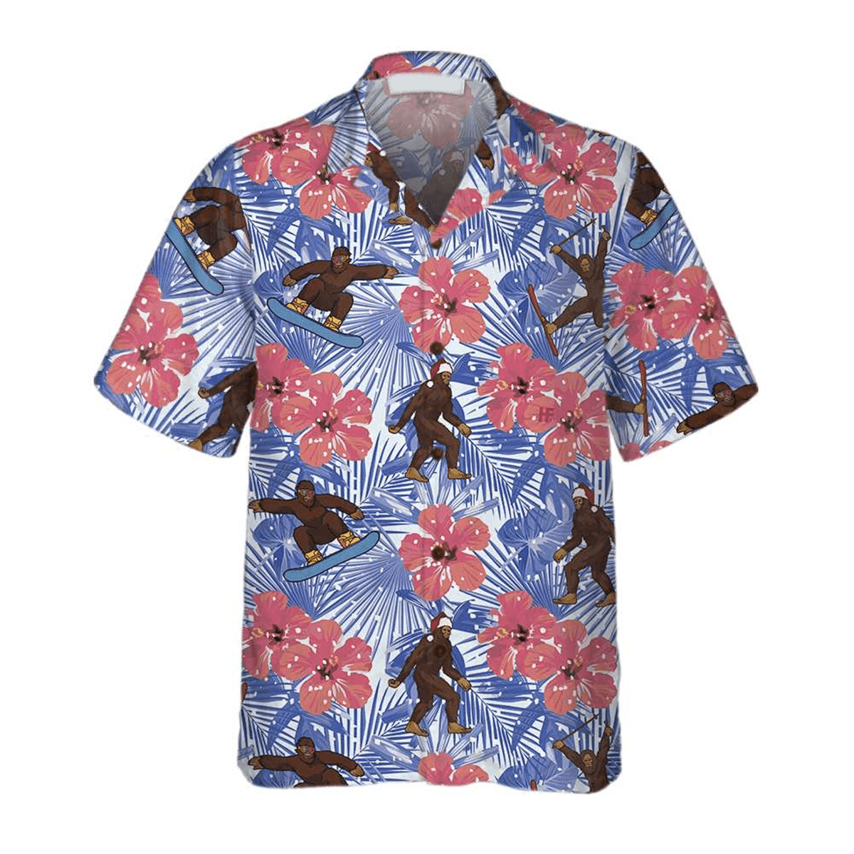 Bigfoot Hawaiian Shirt - Tropical Christmas Bigfoot Hawaiian Shirt, Gift For Christmas Hawaiian Shirt - Perfect Gift For Husband, Boyfriend, Friend, Family - Amzanimalsgift