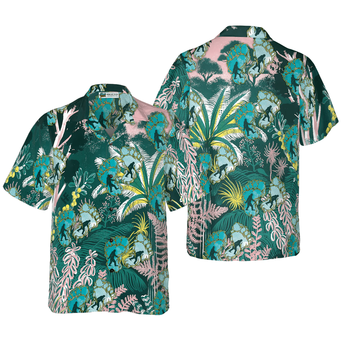 Bigfoot Hawaiian Shirt - Tropical Forest Bigfoot Hawaiian Shirt, Tropical Floral And Leaves Bigfoot - Perfect Gift For Husband, Boyfriend, Friend, Family - Amzanimalsgift