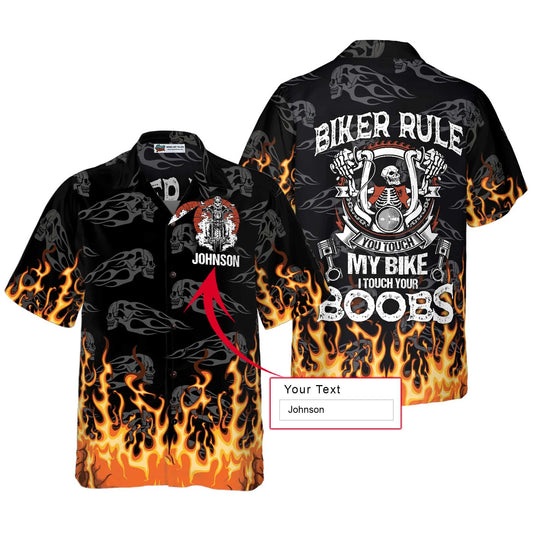 Biker Rule Motorcycle Custom Hawaiian Shirt, Personalized Colorful Summer Aloha Shirt For Men Women, Gift For Friend, Team, Motorcycle Lovers, Bikers - Amzanimalsgift