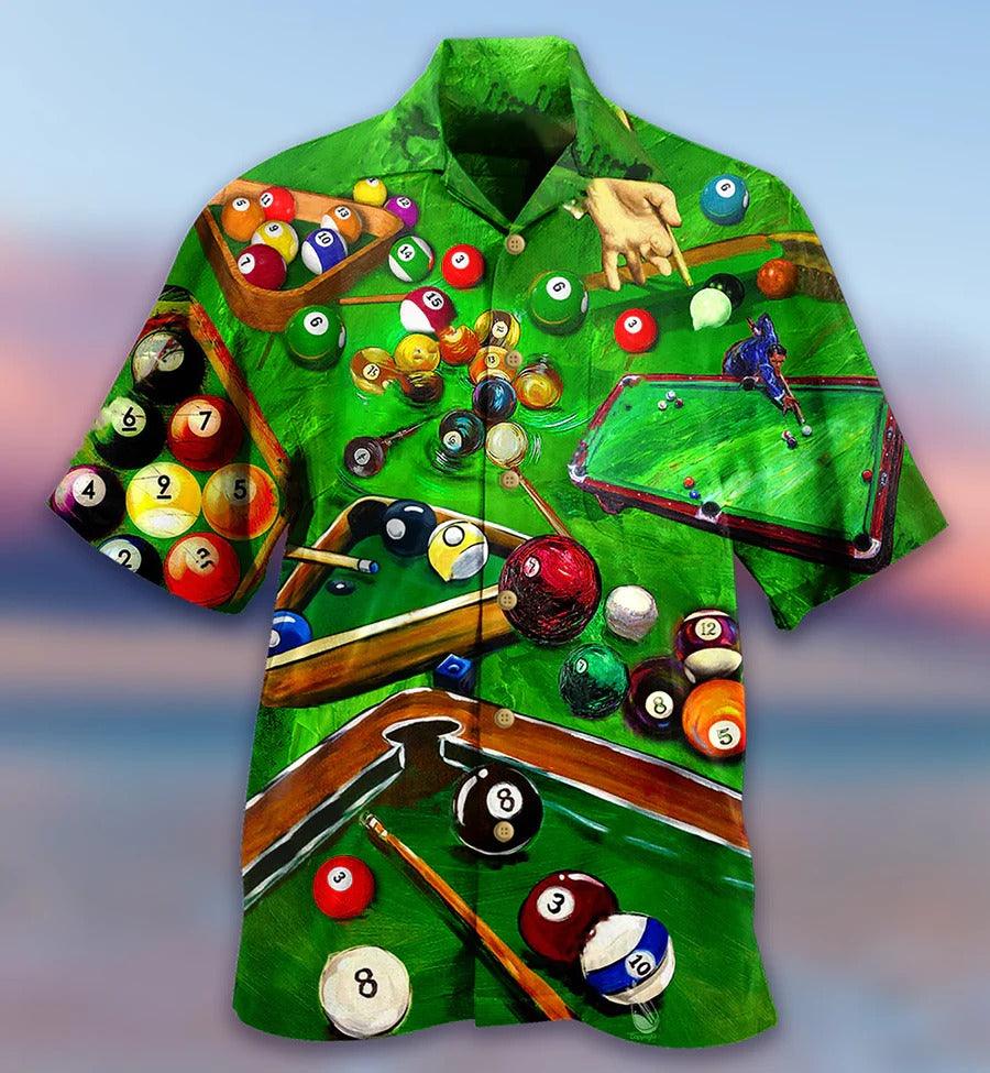 Billiard Hawaiian Shirt, Billiard Green Style Aloha Hawaiian Shirt, Billiard Rack Aloha Shirt For Men - Perfect Gift For Billiard Lovers - Amzanimalsgift