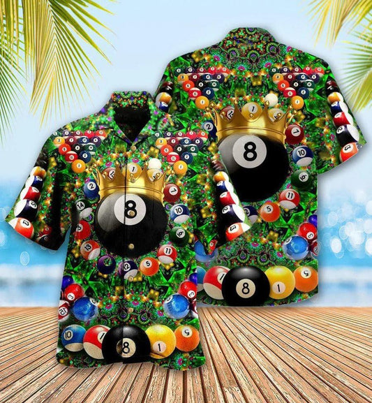 Billiard Hawaiian Shirt, Billiard Warning Pool On Duty Aloha Hawaiian Shirt, King 's Billiard Ball Aloha Shirt For Men - Gift For Billiard Lovers - Amzanimalsgift