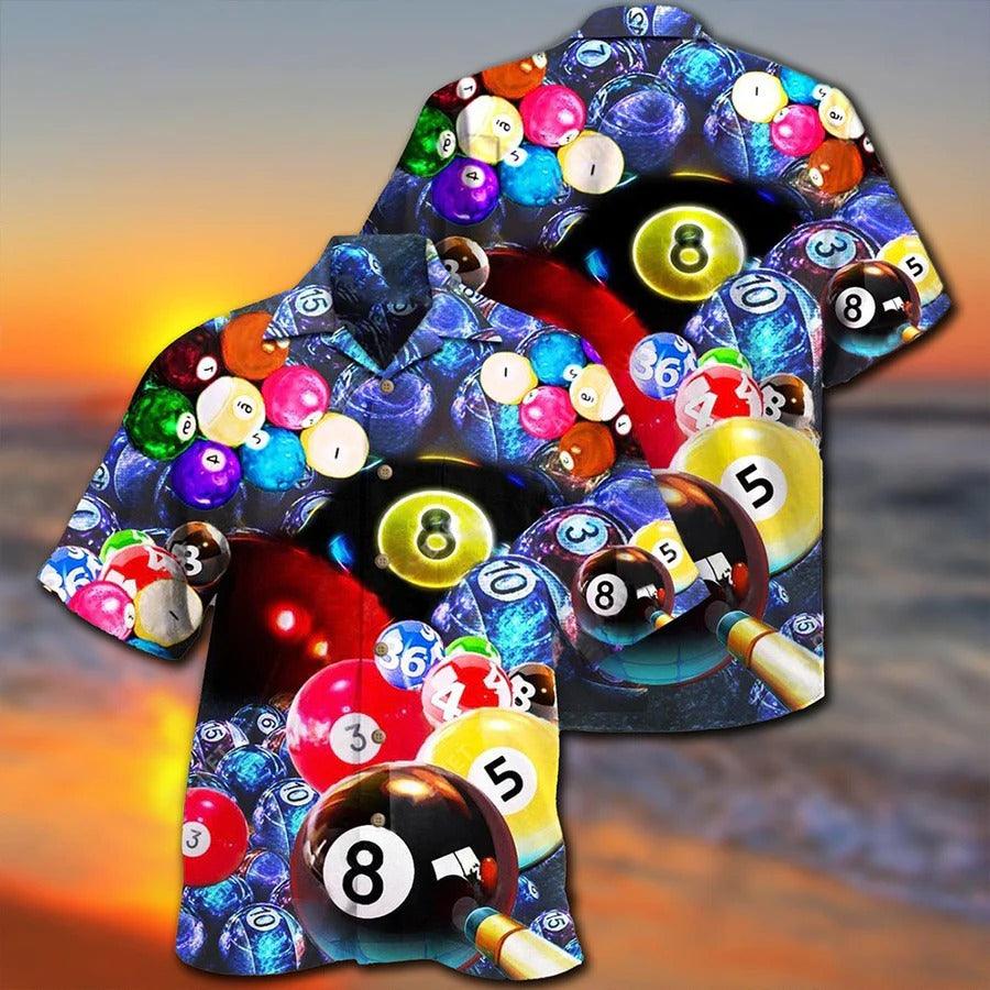 Billiard Hawaiian Shirt, Colorful Billiard Ball Aloha Hawaiian Shirt, Billiard Is Excited Aloha Shirt For Men - Perfect Gift For Billiard Lovers - Amzanimalsgift