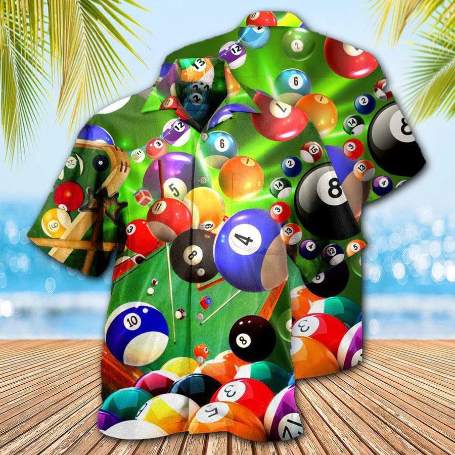 Billiard Hawaiian Shirt, Cue Billiard Aloha Hawaiian Shirt, Billiard Ball Aloha Shirt For Men - Perfect Gift For Billiard Lovers - Amzanimalsgift