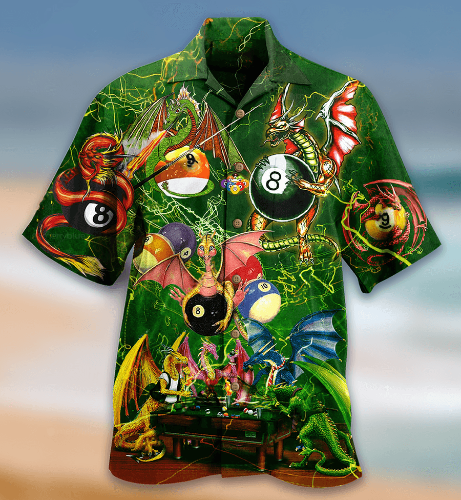 Billiard Hawaiian Shirt, Dragon Aloha Hawaiian Shirt For Summer, Dragon And Billiard Balls Love Life Cool Hawaiian Shirt For Men Women, Dragon Lovers - Amzanimalsgift