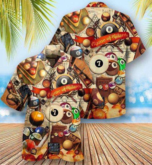 Billiard Hawaiian Shirt, Game Of Billiard Aloha Hawaiian Shirt, Billiard Ball Vintage Style Aloha Shirt For Men - Perfect Gift For Billiard Lovers - Amzanimalsgift