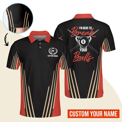 Billiard Men Polo Shirt Custom Name - Billiard Pool 8 Ball Personalized Polo Shirt For Men - Gift For Billiard Players, Billiard Lovers - Amzanimalsgift