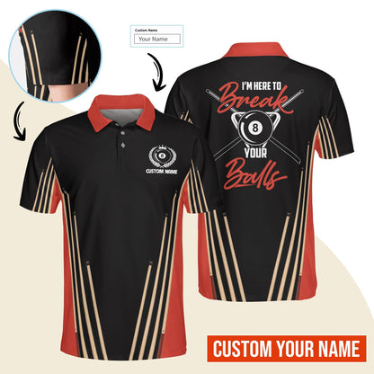 Billiard Men Polo Shirt Custom Name - Billiard Pool 8 Ball Personalized Polo Shirt For Men - Gift For Billiard Players, Billiard Lovers - Amzanimalsgift
