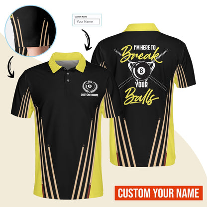 Billiard Men Polo Shirt Custom Name - Billiard Pool 8 Ball Personalized Polo Shirt For Men - Gift For Billiard Players, Billiard Lovers - Amzanimalsgift