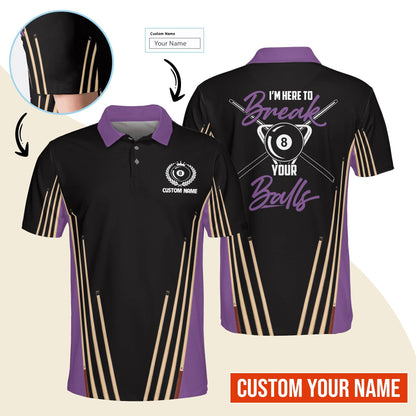 Billiard Men Polo Shirt Custom Name - Billiard Pool 8 Ball Personalized Polo Shirt For Men - Gift For Billiard Players, Billiard Lovers - Amzanimalsgift
