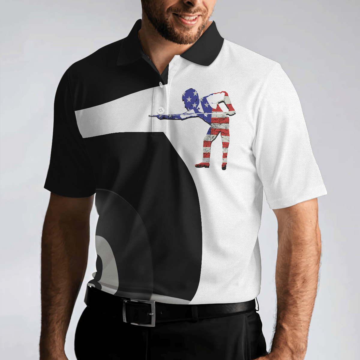 Billiard Shot American Flag Men Polo Shirt, Best Billiards Shirt For Patriotic Billiards Players, Eight Ball Shirt, Gift For Billiards Lovers - Amzanimalsgift