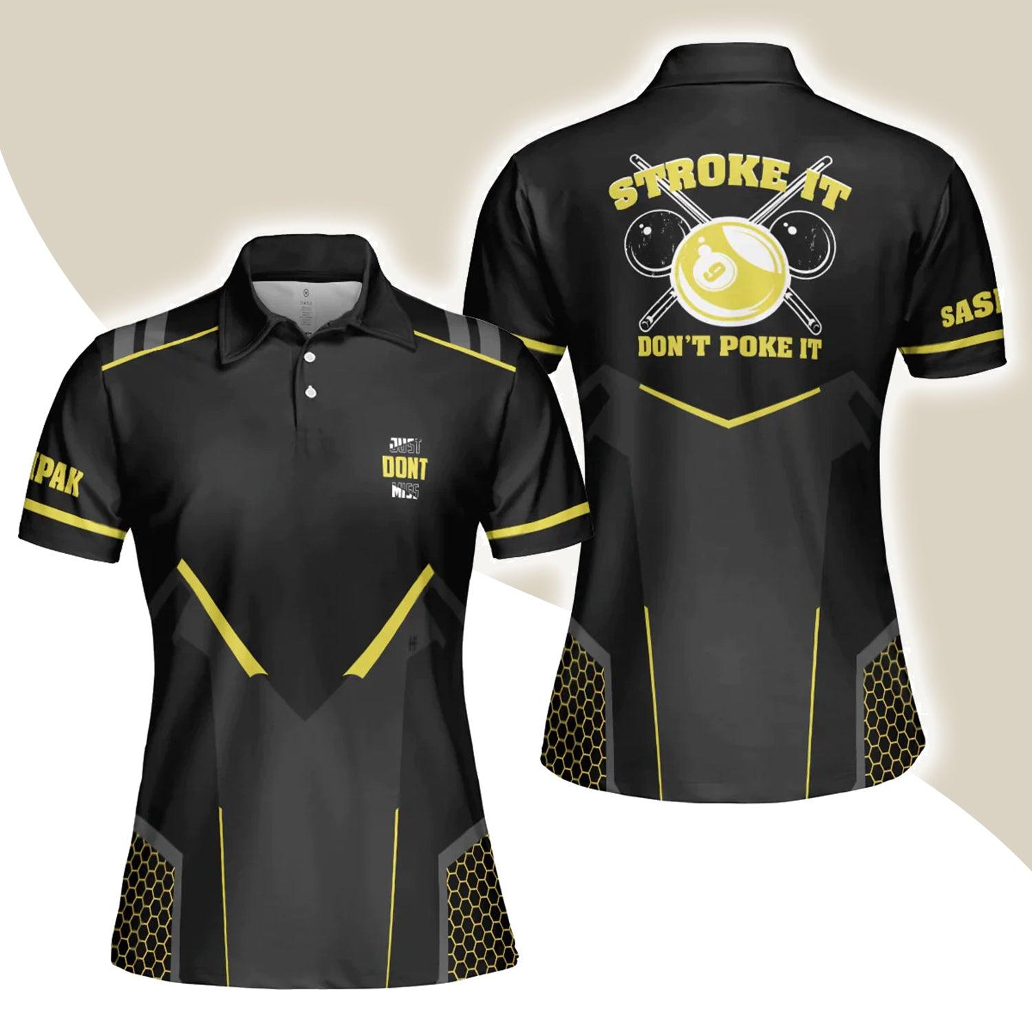 Billiard Women Polo Shirt, Just Don't Miss Stroke It Don't Poke It Short Sleeve Shirt, Billiards Ball 9 Shirt For Ladies, Billiards Lovers - Amzanimalsgift