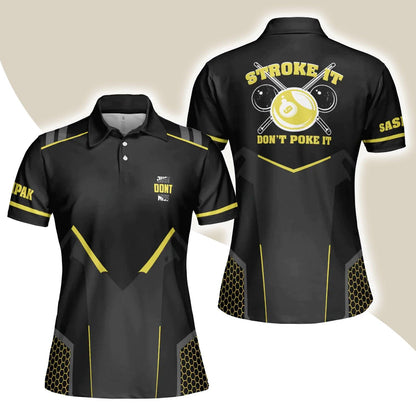 Billiard Women Polo Shirt, Just Don't Miss Stroke It Don't Poke It Short Sleeve Shirt, Billiards Ball 9 Shirt For Ladies, Billiards Lovers - Amzanimalsgift