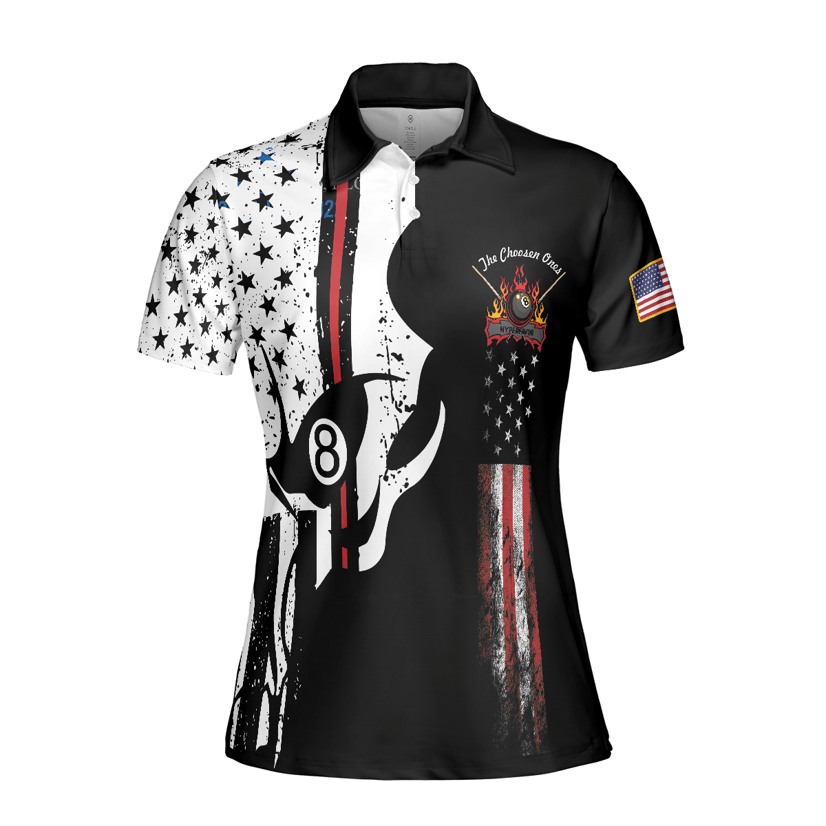 Billiard Women Polo Shirts, The Chosen Ones, Skull American Flag Billiards Polo Shirt - Perfect Gift For Ladies, Billiards Lovers, Billiards Players - Amzanimalsgift