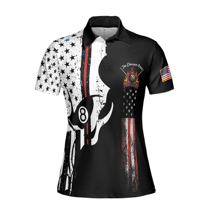 Billiard Women Polo Shirts, The Chosen Ones, Skull American Flag Billiards Polo Shirt - Perfect Gift For Ladies, Billiards Lovers, Billiards Players - Amzanimalsgift