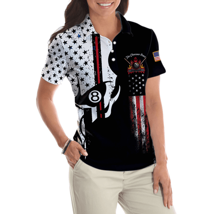 Billiard Women Polo Shirts, The Chosen Ones, Skull American Flag Billiards Polo Shirt - Perfect Gift For Ladies, Billiards Lovers, Billiards Players - Amzanimalsgift