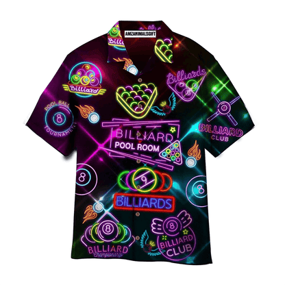 Billiards Aloha Hawaiian Shirts For Summer, Billiard Club Pool Room Neon Hawaiian Shirt Outfits For Men Women, Gift For Friend, Billiards Lovers - Amzanimalsgift