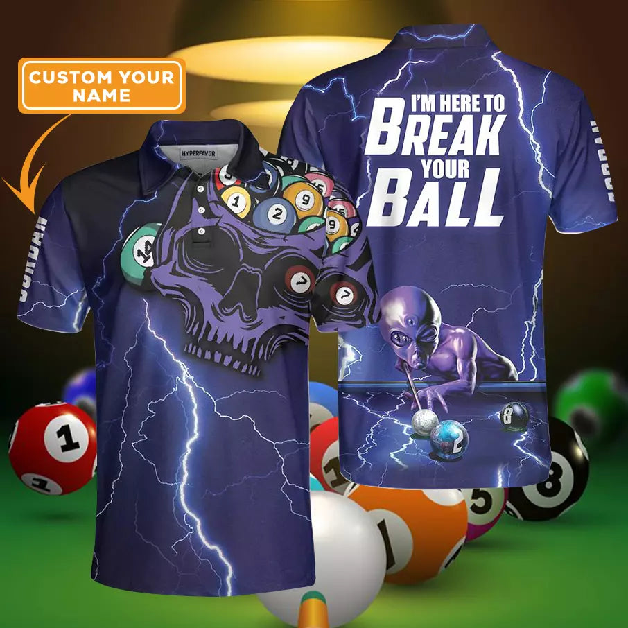 Billiards Custom Polo Shirt, Personalized Billiards Gift, I'm Here To Break Your Balls, Cool Billiards Shirt Design, Best Gift For Billiards Lovers - Amzanimalsgift