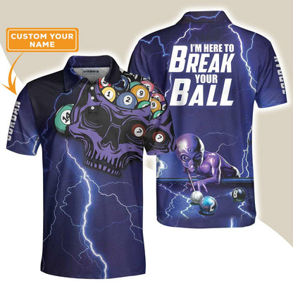 Billiards Custom Polo Shirt, Personalized Billiards Gift, I'm Here To Break Your Balls, Cool Billiards Shirt Design, Best Gift For Billiards Lovers - Amzanimalsgift