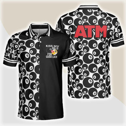 Billiards Men Polo Shirt, 8 Ball Pattern ATM Polo Shirt, Kid My Balls For Good Luck Men Polo Shirt, Best Gift For Billiards Lovers - Amzanimalsgift