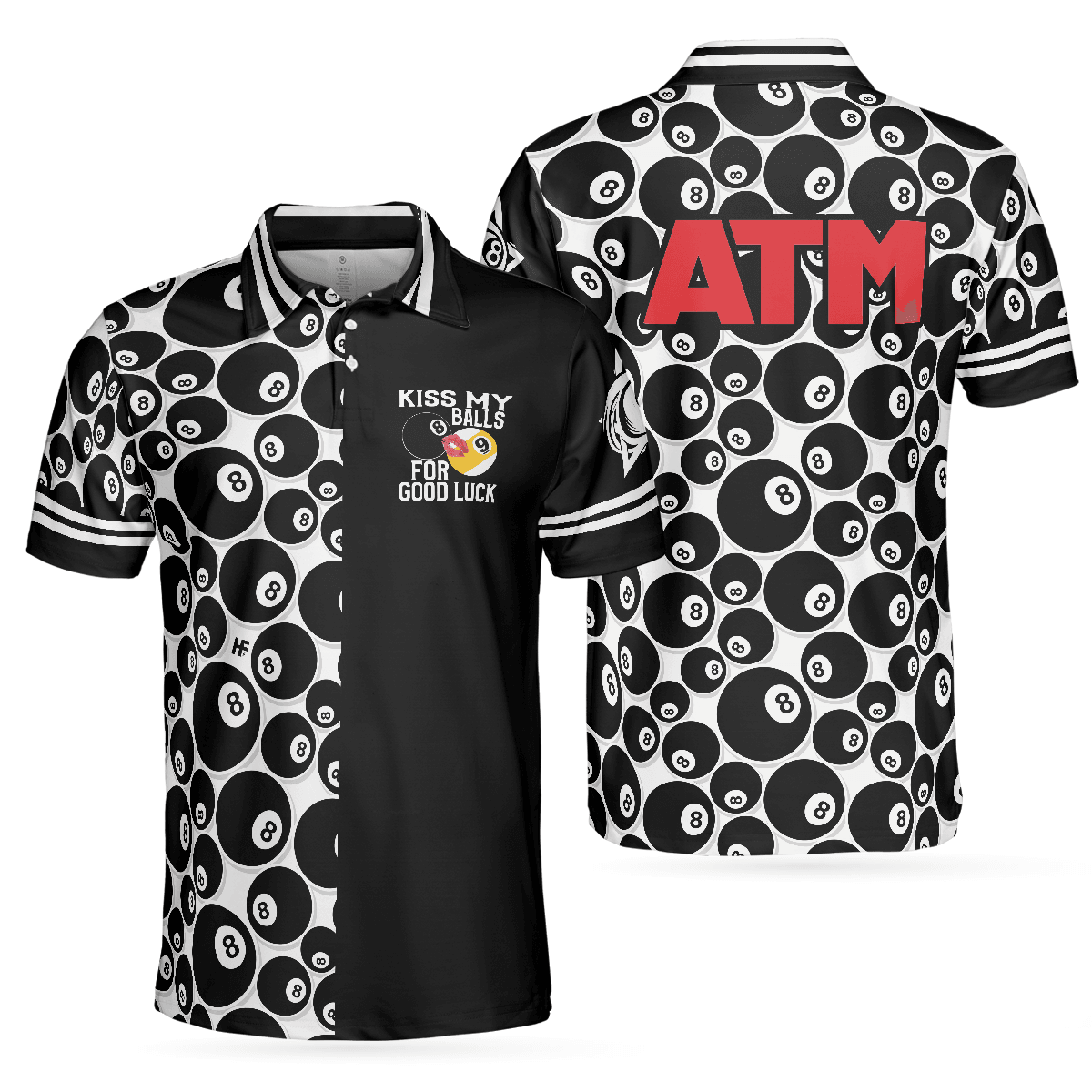 Billiards Men Polo Shirt, 8 Ball Pattern ATM Polo Shirt, Kid My Balls For Good Luck Men Polo Shirt, Best Gift For Billiards Lovers - Amzanimalsgift