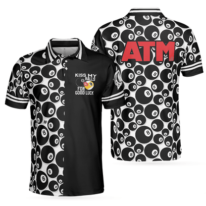 Billiards Men Polo Shirt, 8 Ball Pattern ATM Polo Shirt, Kid My Balls For Good Luck Men Polo Shirt, Best Gift For Billiards Lovers - Amzanimalsgift