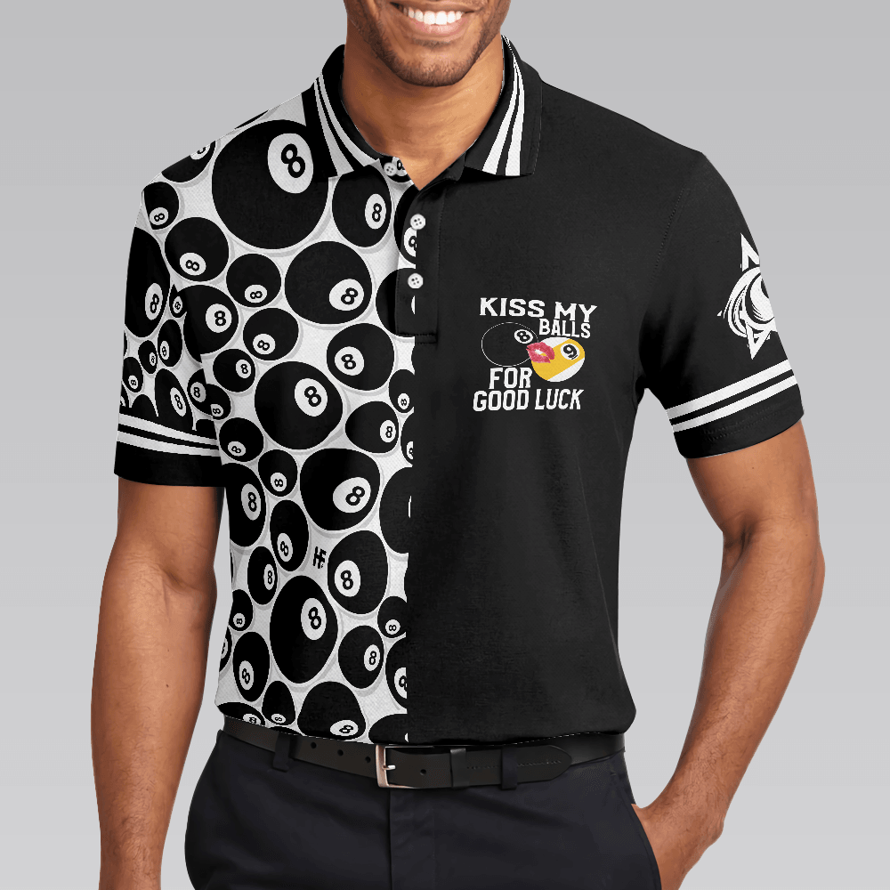 Billiards Men Polo Shirt, 8 Ball Pattern ATM Polo Shirt, Kid My Balls For Good Luck Men Polo Shirt, Best Gift For Billiards Lovers - Amzanimalsgift