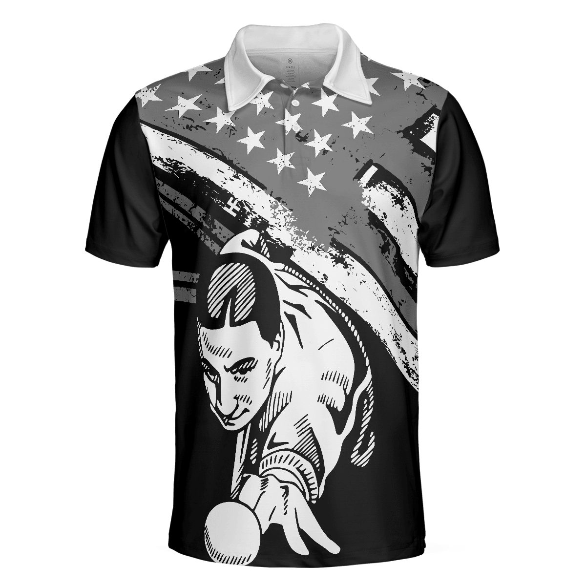 Billiards Men Polo Shirt, Aim Shoot Swear Repeat, American Flag Pattern Billiards Polo Shirt For Men - Gift For Billiards Lovers, Billiards Players - Amzanimalsgift