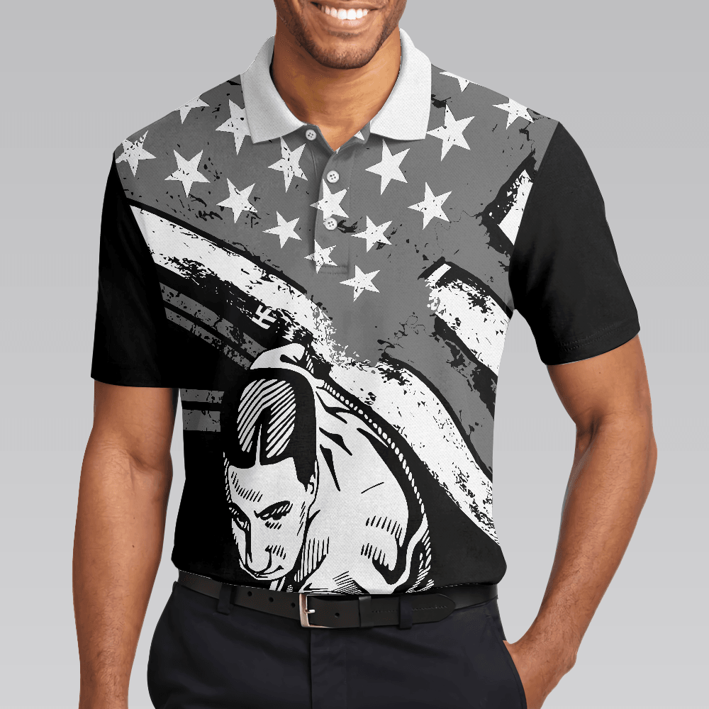 Billiards Men Polo Shirt, Aim Shoot Swear Repeat, American Flag Pattern Billiards Polo Shirt For Men - Gift For Billiards Lovers, Billiards Players - Amzanimalsgift