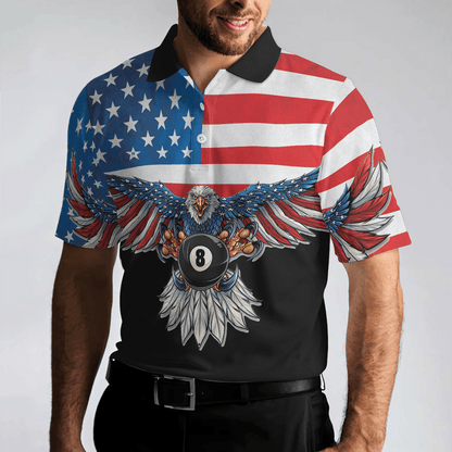 Billiards Men Polo Shirt, American Eagle, Cool American Flag Billiards Shirt For Men, Best Billiards Gift Idea, Gift For Billiards Lovers - Amzanimalsgift