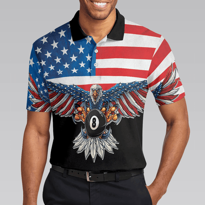 Billiards Men Polo Shirt, American Eagle Poolaholic, Cool American Flag Billiards Shirt For Men, Best Billiards Gift Idea, Gift For Billiards Lovers - Amzanimalsgift