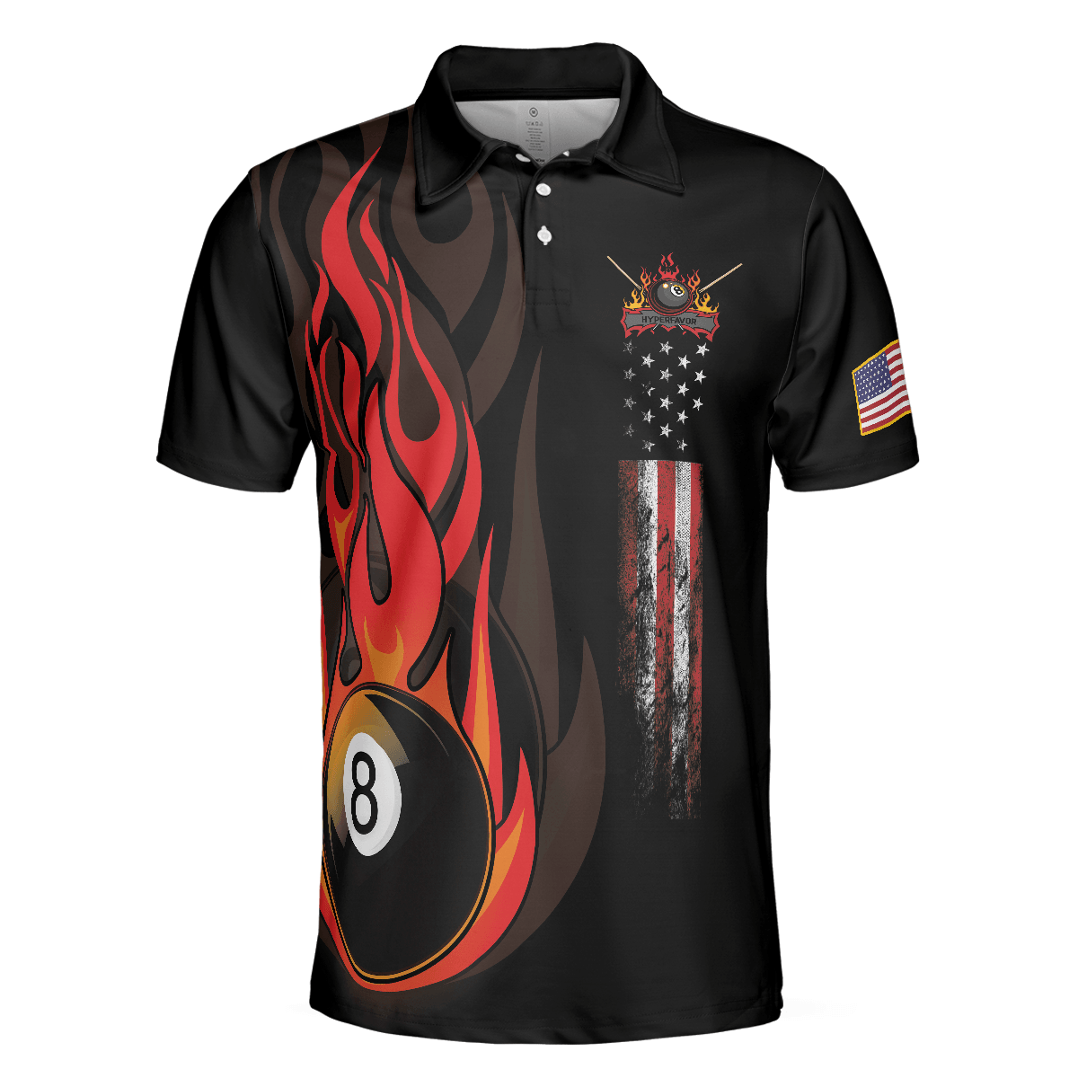 Billiards Men Polo Shirt, American Flag, Billiards Ball Flame, Eat Sleep Pool Repeat, 8 Ball Pool Billiards Polo Shirts, Gift For Billiards Lovers - Amzanimalsgift