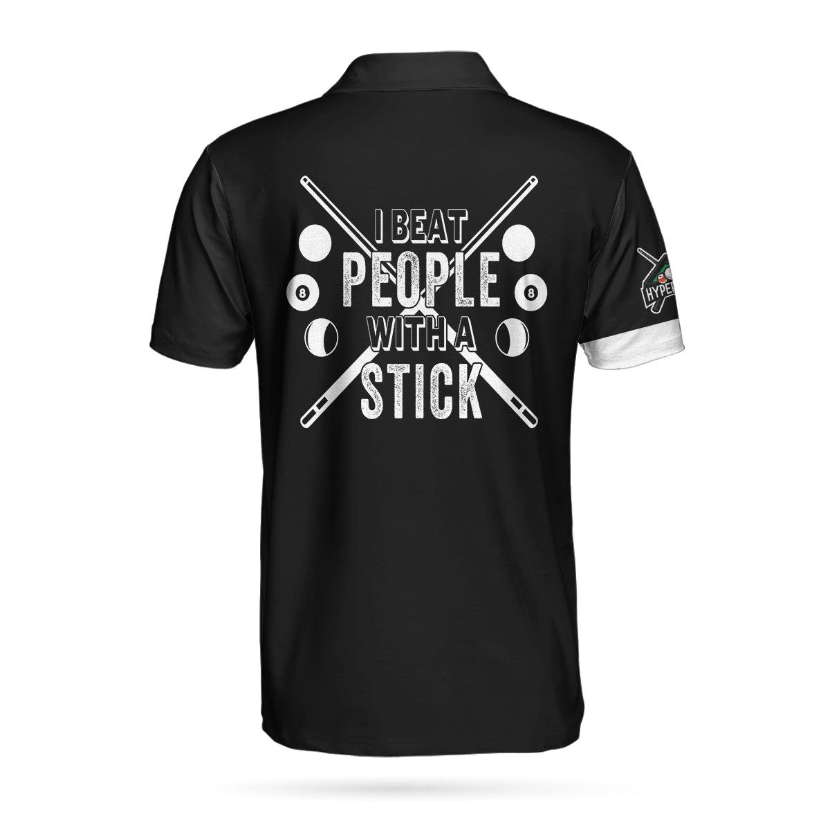 Billiards Men Polo Shirt, Ball And Sticks Set, I Beat People With A Stick Polo Shirt, Best Billiards Shirt For Men, Gift For Billiards Lovers - Amzanimalsgift