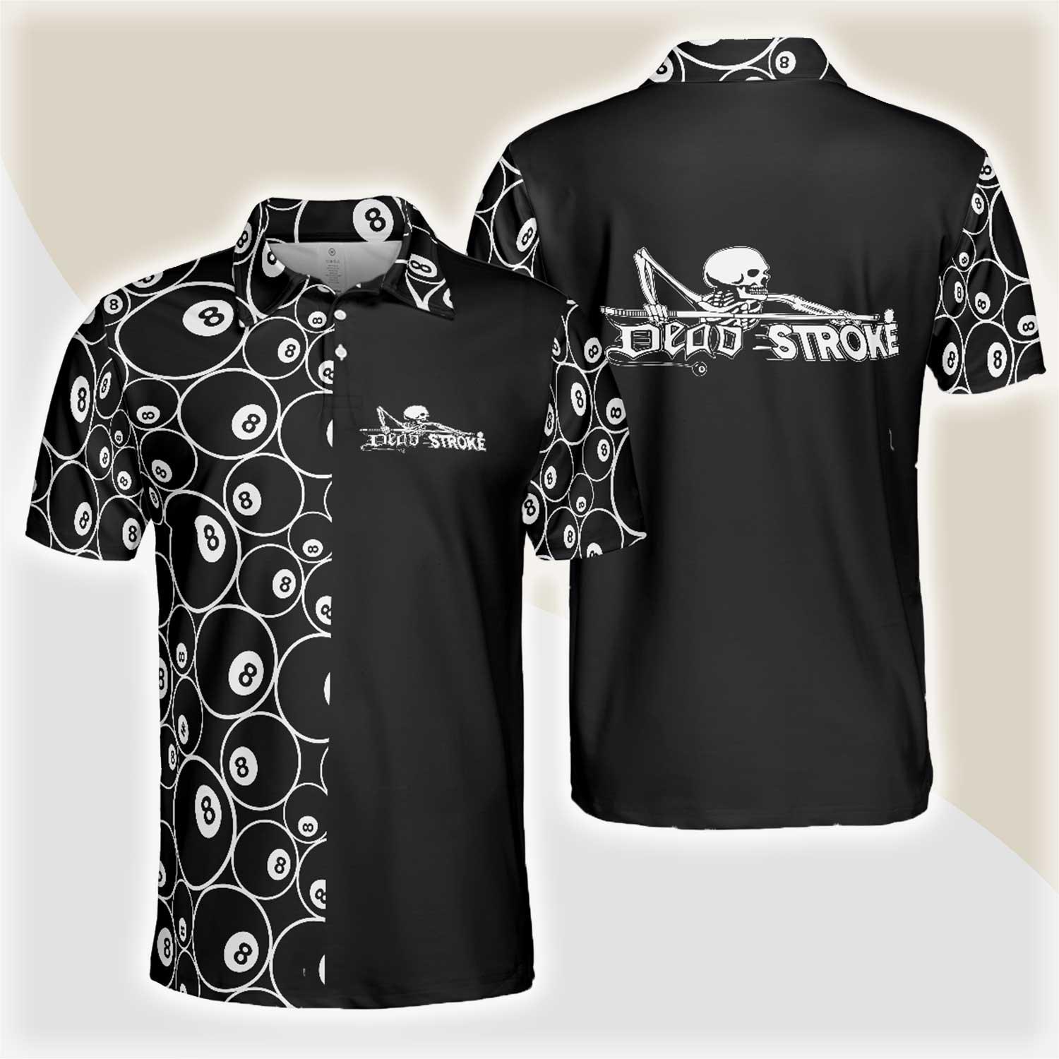 Billiards Men Polo Shirt, Billiards Skeleton Dead Stroke Men Polo Shirt, 8-ball Polo Shirt, Best Billiards Shirt For Men - Amzanimalsgift