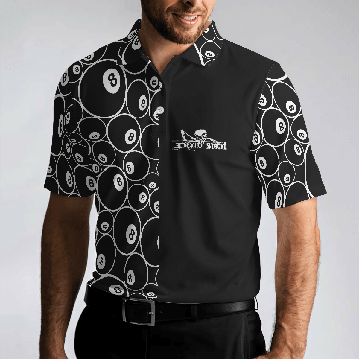 Billiards Men Polo Shirt, Billiards Skeleton Dead Stroke Men Polo Shirt, 8-ball Polo Shirt, Best Billiards Shirt For Men - Amzanimalsgift