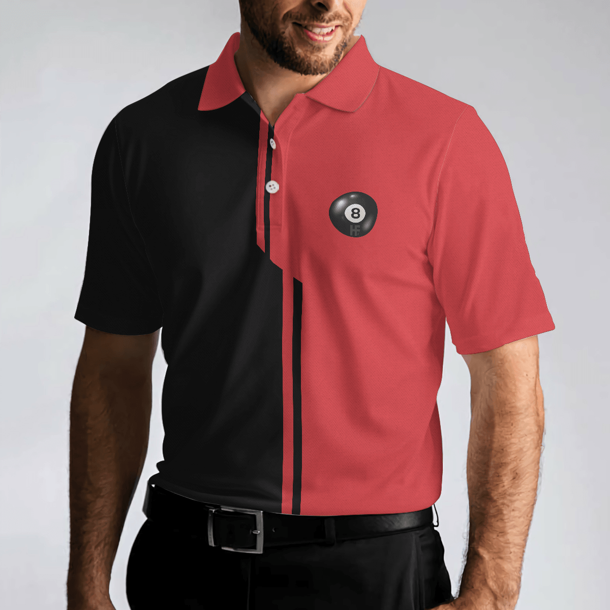 Billiards Men Polo Shirt, Black And Red Billiards Polo Shirt, Aim Shoot Swear Repeat Shirt For Men, Gift For Billiards Lovers, Billiards Players - Amzanimalsgift