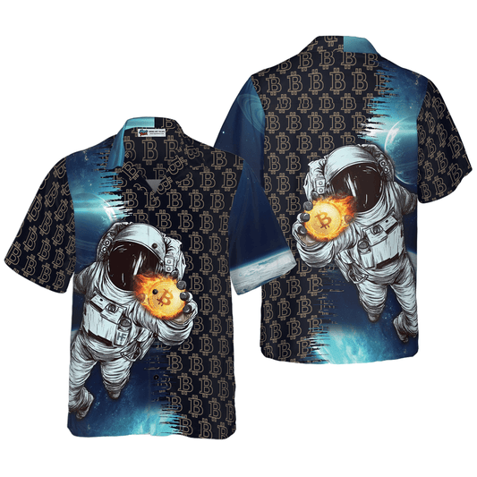 Bitcoin Astronaut Hawaiian Shirt For Summer, Colorful Hawaiian Shirt Outfit For Men Women, Gift For Friend, Team, Family - Amzanimalsgift